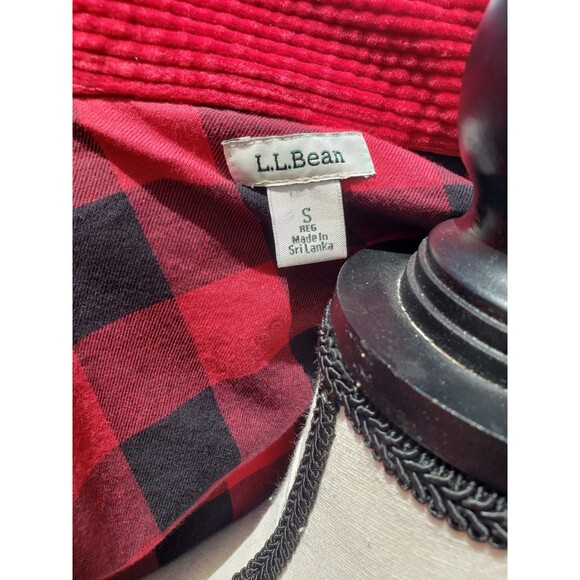 LL Bean Womens Red Corduroy Relaxed Tunic Button Up Flannel Lined Shaket Sz Sml - Picture 8 of 15